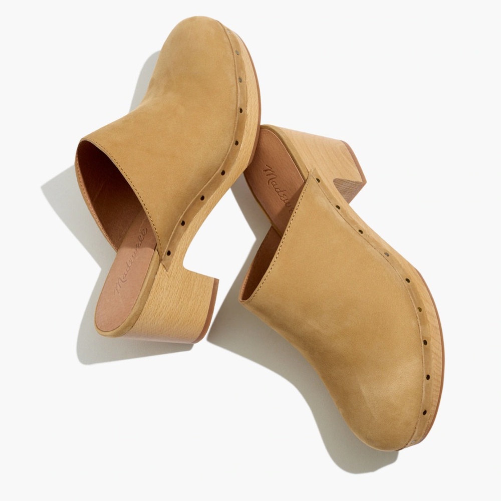 Madewell Tan Mules with Classic Clog Design